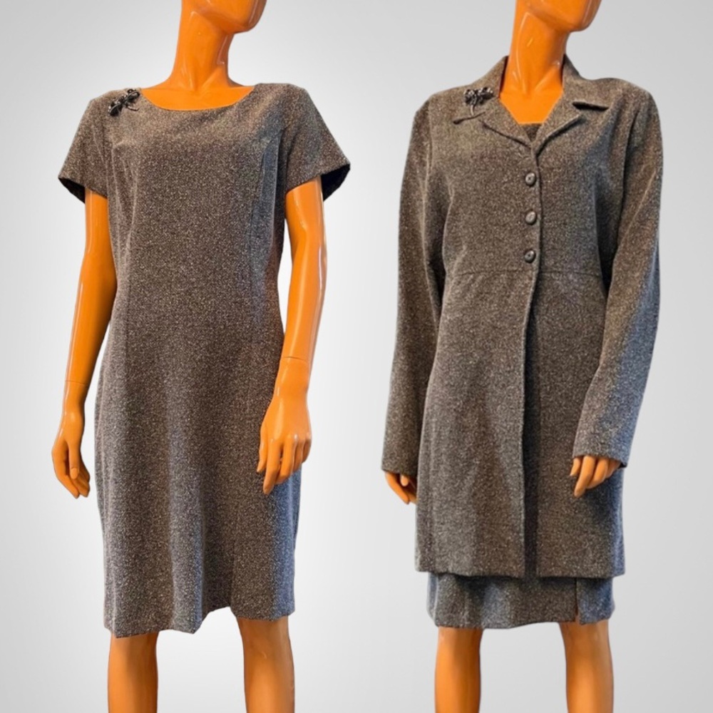 MOLLY MALLOY Tweed Look Knit Shift Dress and Coat Set